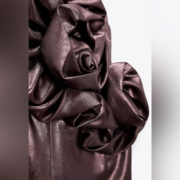 NEW Zara Voluminous Flower Strapless Lace Up Back Mini Dress 7699/308 - Picture 5 of 16